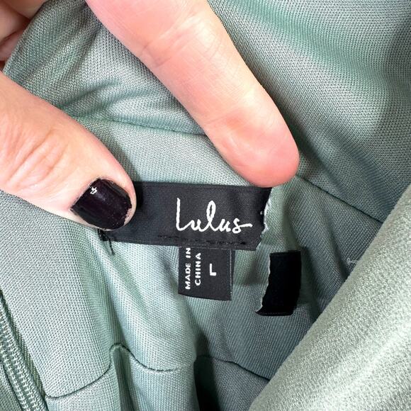 Lulus NWOT Heavenly Hues Sage Green Brush Woven Chiffon V-Neck Maxi Dress Large - Picture 6 of 12